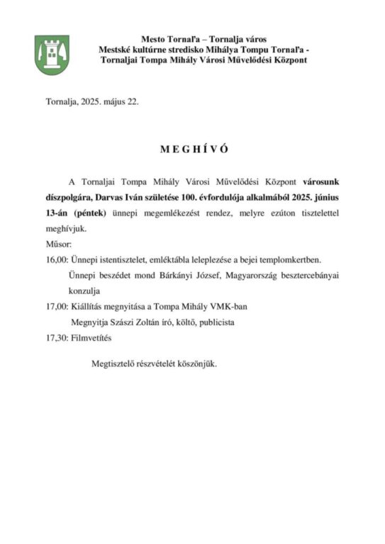Darvas Iván születésének 100. évfordulója - Megemlékezés Bejében és Tornalján